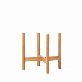 Mid-Century Wood Plant Stand for Up to 12-Inch Planter, Natural Finish