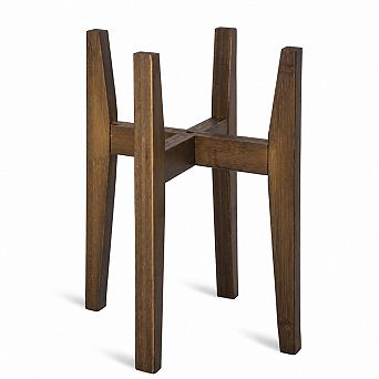 Adjustable Bamboo Plant Stand, Mid Century Style Indoor Flower Holder for 8 to 12 Inch Pots, Walnut