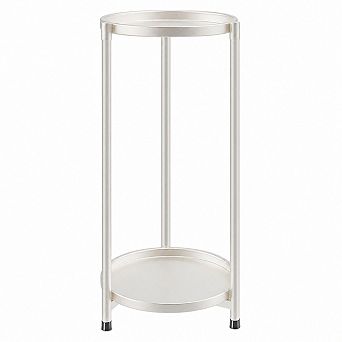 2 tier Tall Metal Corner Plant Stand, White, Indoor Outdoor Flower Pot Display Rack