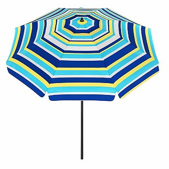 8.5FT Beach Umbrella with Anchor Height Adjustable Tilt Iron Pole and Carrying Bag