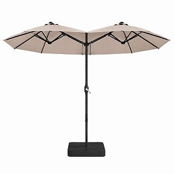 15ft x 9ft Double-Sided Patio Umbrella with Base and Crank Handle for Outdoor Shade