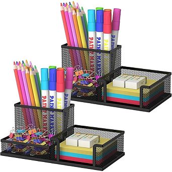 Pen Holder Desk Organizer Set with 3 Compartments for Office Supplies