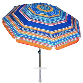 7ft Beach Umbrella with Sand Anchor UV 50 Plus Tilt Aluminum Pole Air Vent Multicolor