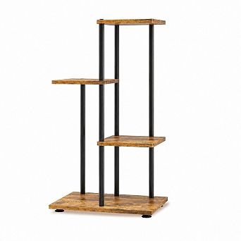 Three-Tier Wooden Plant Stand with Metal Frame for Heavy Pots, Narrow Space Display, Black