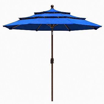 9Ft 3 tier Outdoor Patio Market Umbrella with Ventilation and 1.5 Inch Alloy Steel Pole