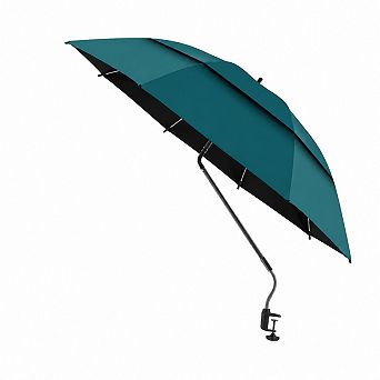 2 Pack 48.6 Inch Double Canopy Beach Umbrella with Clamp UPF50 Plus Adjustable Shade