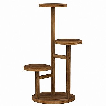 3 tier Wooden Corner Plant Stand, Rustic Indoor Display Shelf for Multiple Pots