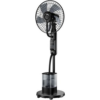 16''Oscillating Misting Fan, Misting Pedestal Wheel Fan with 5 Speeds, 3 Modes, 0.5-7H Timer