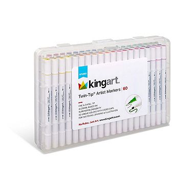 KINGART Twin-Tip Chisel & Fine Alcohol Markers - 60 Colors