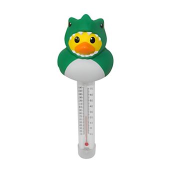 Rubber Duckie with Dinosaur Costume Floating Pool Thermometer Accurate °F/°C Gauge