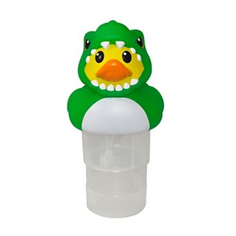 Rubber Duckie with Dinosaur Costume Solar Power LED 3” Pool Chlorinator Large Capacity