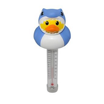 Rubber Duckie with Shark Costume Floating Pool Thermometer Accurate °F/°C Water Gauge