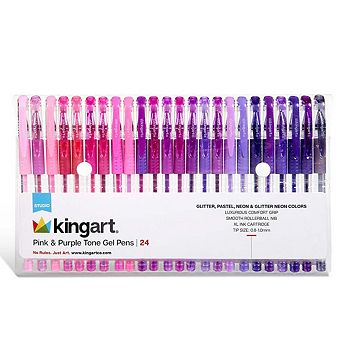 KINGART Gel Pens - Soft Comfort Grip - Pink & Purple Tone 24-Pack