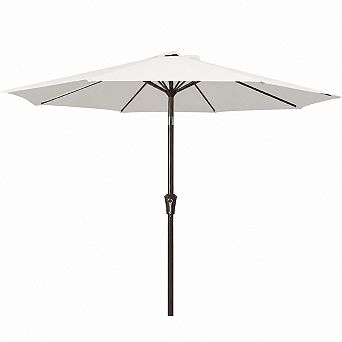 10 Foot Outdoor Patio Umbrella with Push Button Tilt Crank and UV Protection White