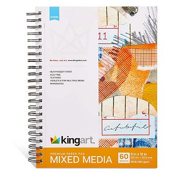 KINGART Mixed Media Sketchbook 9" x 12" 60 Sheets
