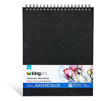 KINGART Watercolor Sketchbook Top Spiral 10" x 12" 30 Sheets