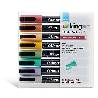 KINGART Chalk Markers Vintage Palette Set, 8 Colors