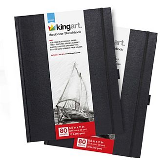 KINGART Hardbound Sketchbooks 8.5" x 11" - 2 Pack - 80 Sheets Each