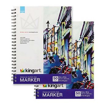KINGART Marker Paper Pads Side Spiral 9" x 12" 2 Pack 50 Sheets Each