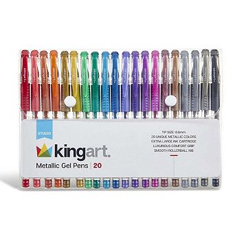 KINGART Gel Pens 20 Metallic Colors, 0.8mm Fine Point