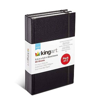 KINGART Hardcover Sketchbooks 5.5" x 8.5" 2-Pack 80 Sheets Each