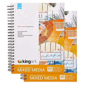 KINGART Mixed Media Sketchbooks 9 x 12 in 2-Pack 60 Sheets