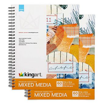KINGART Mixed Media Sketchbooks 11 x 14 in - 2 Pack - 60 Sheets Each