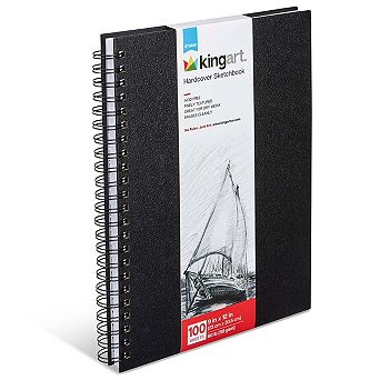 KINGART Hardcover Sketchbook Side Spiral 9" x 12" 100 Sheets.