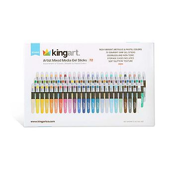 KINGART Mixed Media Gel Stick Crayons - 72 Colors