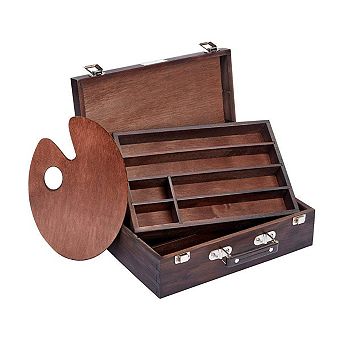 KINGART Wooden 2 tier Artist Storage Box - Espresso Finish