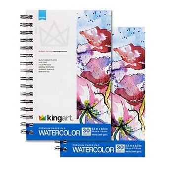 KINGART Watercolor Paper Pads 5.5" x 8.5" - 2 Pack - 30 Sheets Each