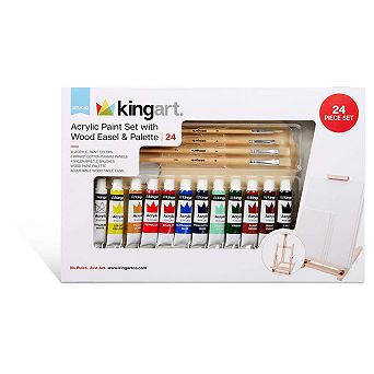 KINGART Acrylic Painting Set with Table Easel, 24 pc