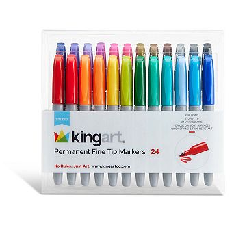KINGART Permanent Fine Tip Markers, 24 Colors