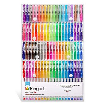 KINGART 80-Color Glitter Gel Pens Set - Comfort Grip 1.0mm Rollerball