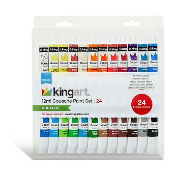 KINGART® Gouache Paint Set 24 Colors 12ml Tubes