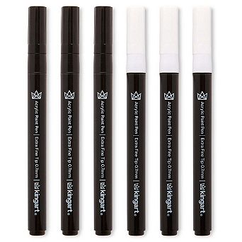 KINGART PRO Acrylic Paint Pens Extra Fine Black & White 6 pc