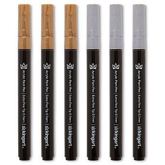 KINGART PRO Acrylic Paint Pens Extra Fine - Silver and Gold 6 pc