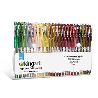 KINGART Gel Pens - Soft Comfort Grip Earth Tone Set of 24