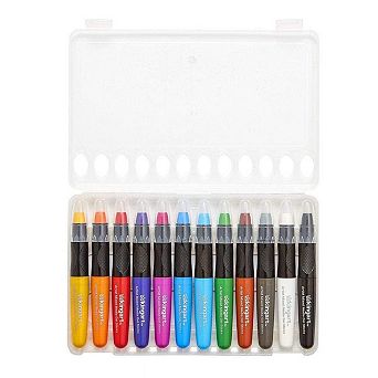 KINGART Mixed Media Gel Stick Crayon Set - 12 Colors