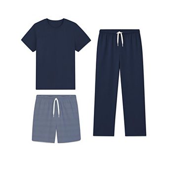 Mens Cotton Blend Pajama Set Loose Fit Loungewear With Pockets