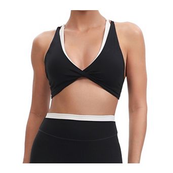 2 pc Womens Front Twist Cross Back Workout Sports Bra