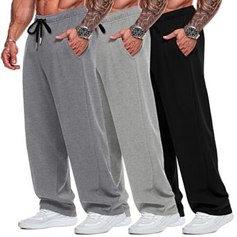 3-Pack Big And Tall Mens Athletic Joggers Baggy Workout Pants With Pockets