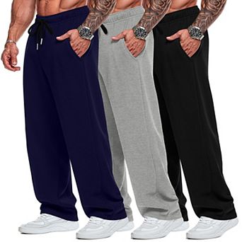 3-Pack Big And Tall Mens Athletic Joggers Baggy Workout Pants With Pockets