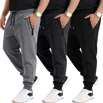 3-Pack Men's Athletic Joggers Loose Fit Drawstring Pants With Pockets For Gym Running