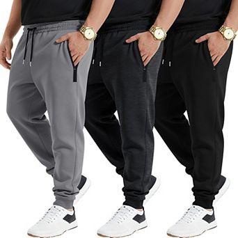 3-Pack Men's Athletic Joggers Loose Fit Drawstring Pants With Pockets For Gym Running