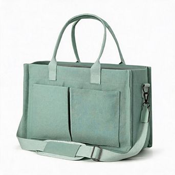 Women Canvas Handbag Zipper Compartments For Teachers Nurses Students Work