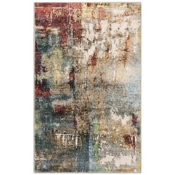 3x5 Ft Red Multi color Wool-like Rug Washable Non Slip Stain Resistant