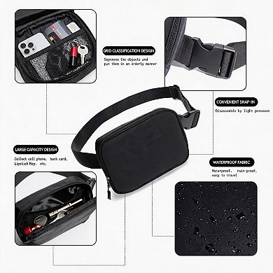 Black Versatile Waist and Crossbody Bag for Women
