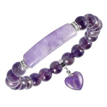 Tiger's Eye Chakra Bracelet Heart Charm Handmade
