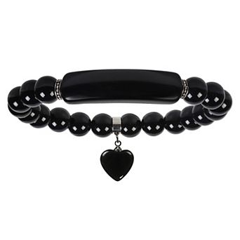 Tiger's Eye Chakra Bracelet Heart Charm Handmade